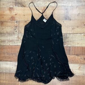 Free People Intimately Size XS Flowy Embroidered Ruffle Boho Slip Dress Lace Y2K